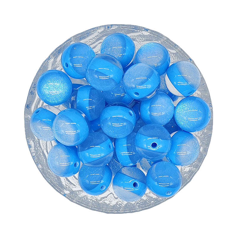 16mm Blue Glitter Acrylic Beads