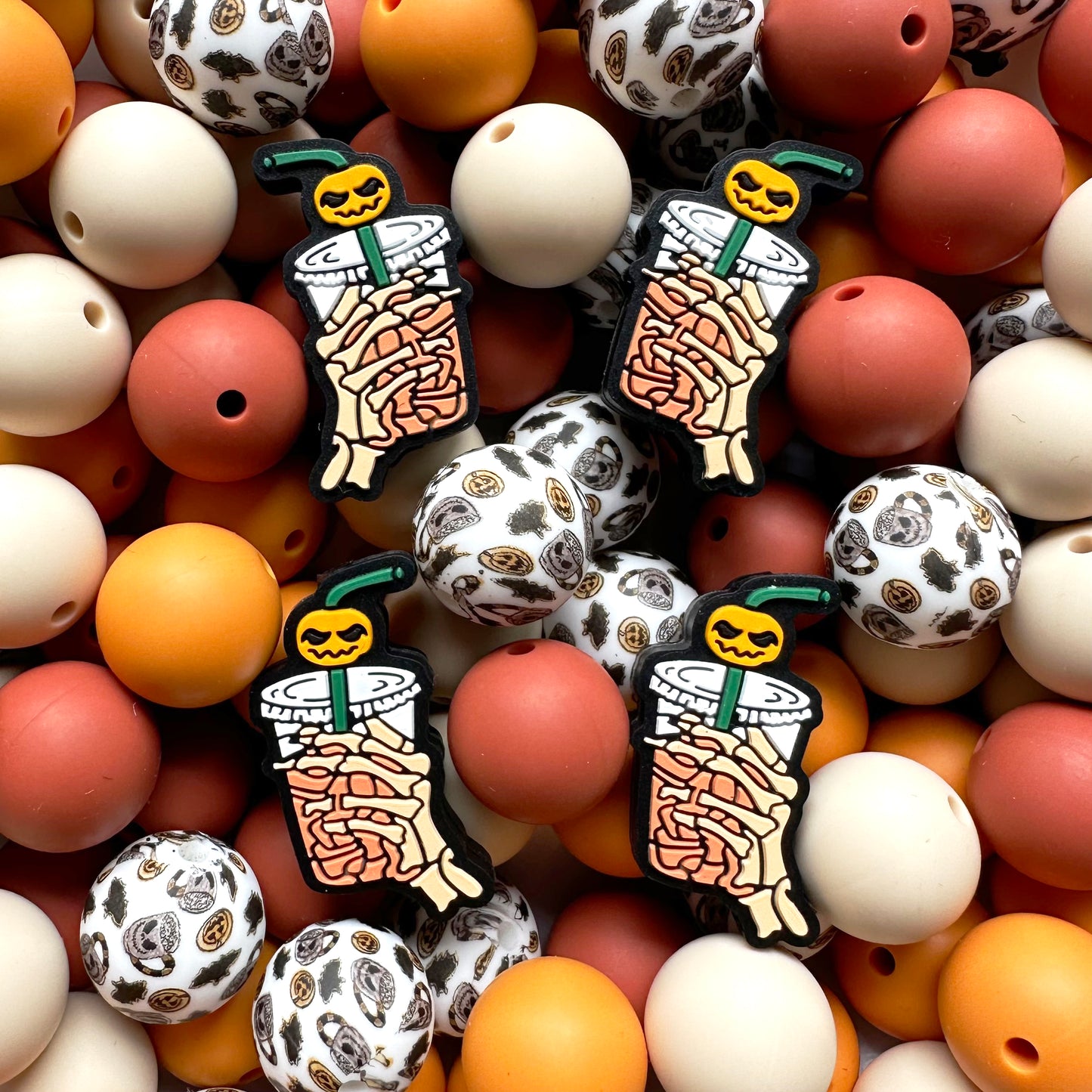 24/48Pcs Assorted Beads, Halloween Drink Focal & 15mm Round Beads