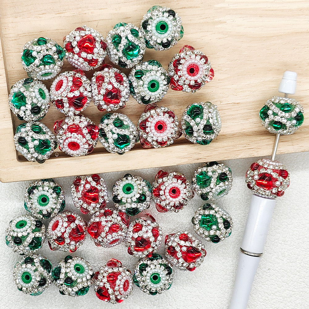 Christmas Assorted Heart Star Crystal Fancy Beads,Sparkly Acrylic Beads