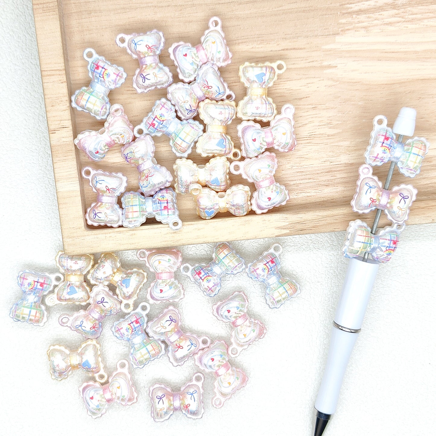 Chunky Bowknot Acrylic Beads,Loose Beads,DIY Keychain