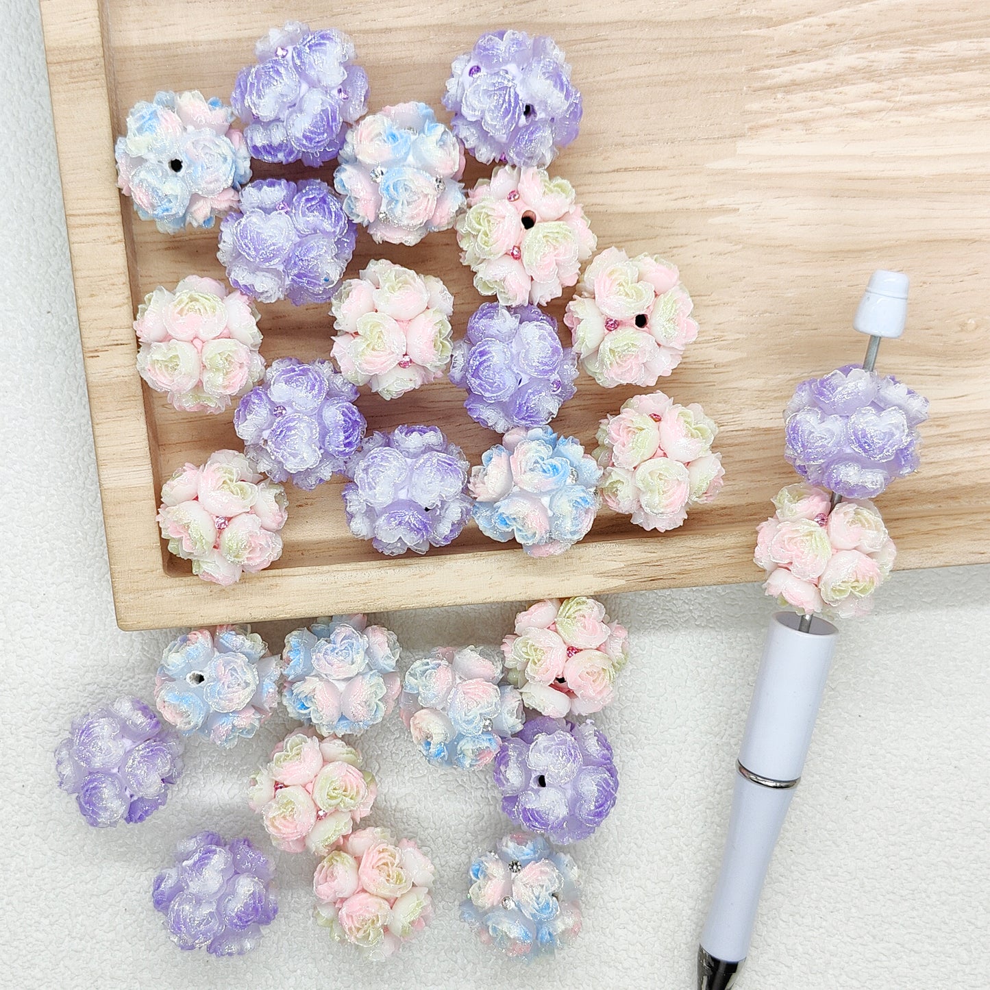 Chunky Heart Rose Flower Ball Fancy Floral Clay Beads