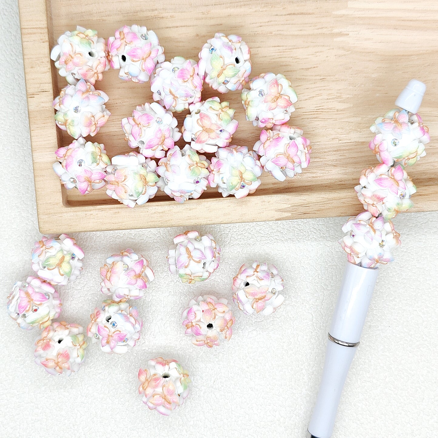 Colored Gradient Butterfly Polymer Clay Beads,Fancy Beads