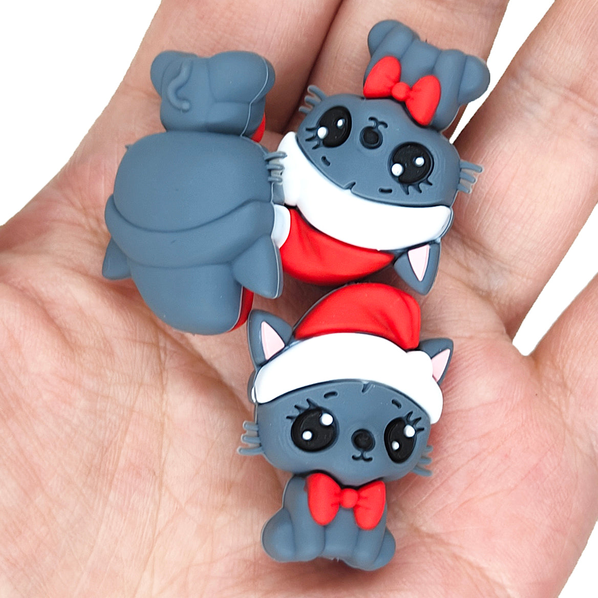 3D Cat with Christmas Hat Focal