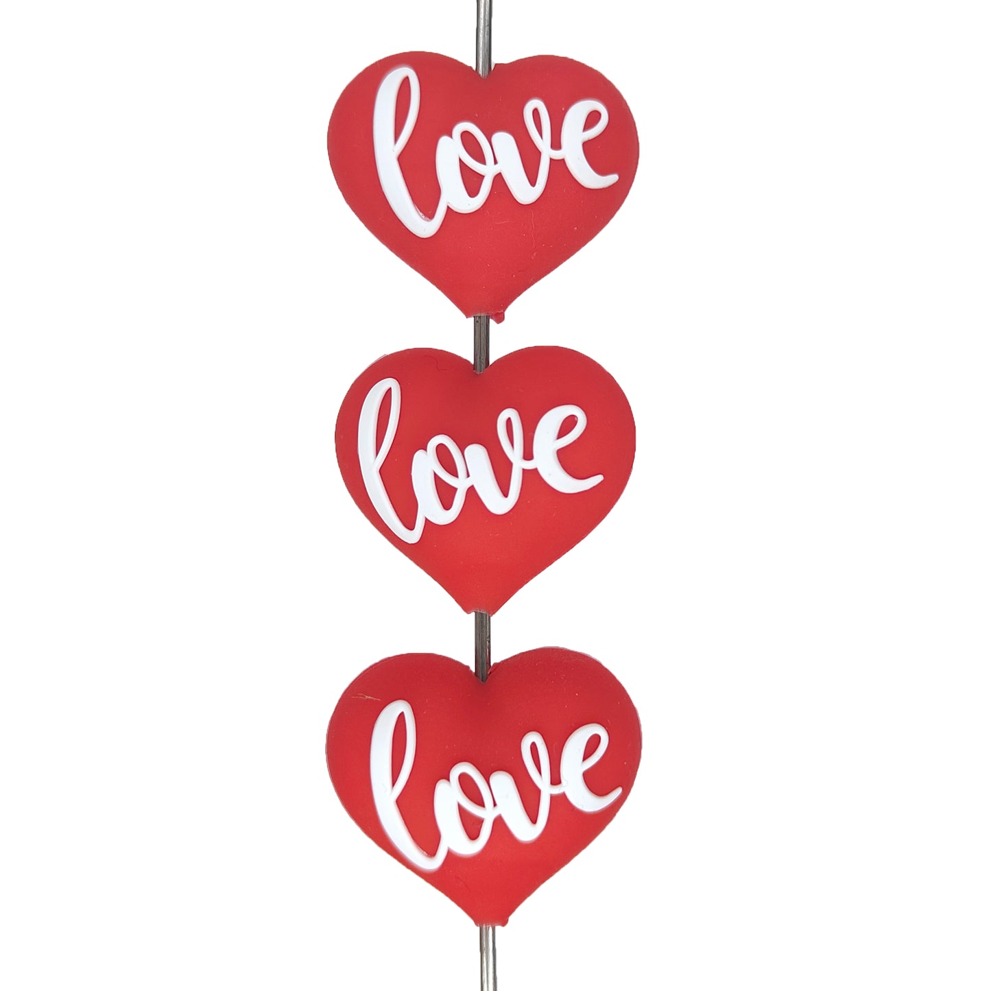 3D Red Heart Love Silicone Focal Beads