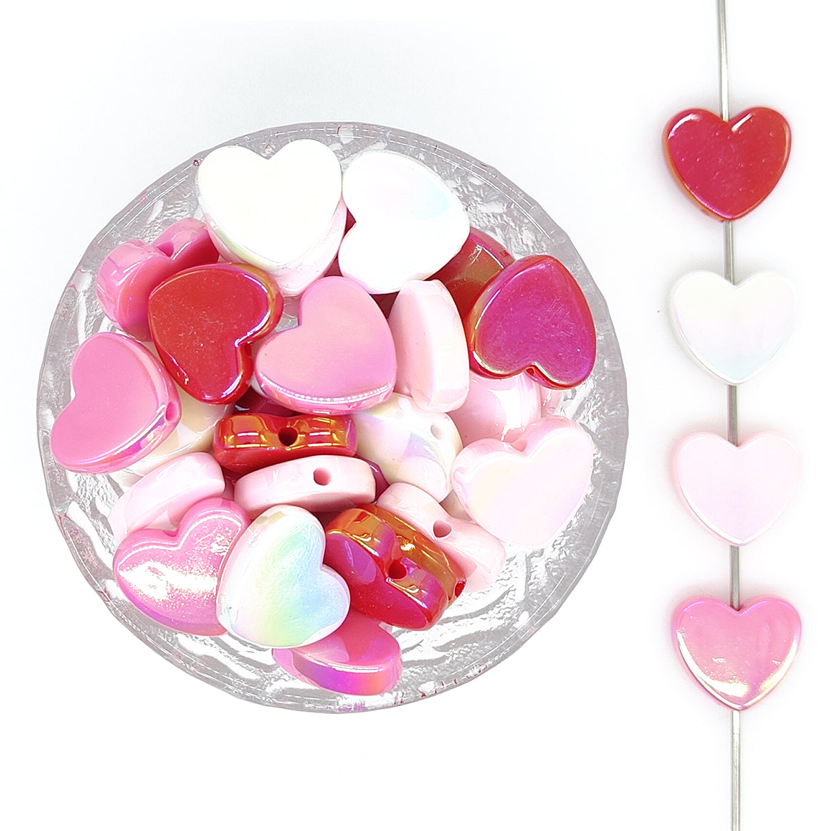 Mix Love Heart Shaped UV Acrylic Focal Beads
