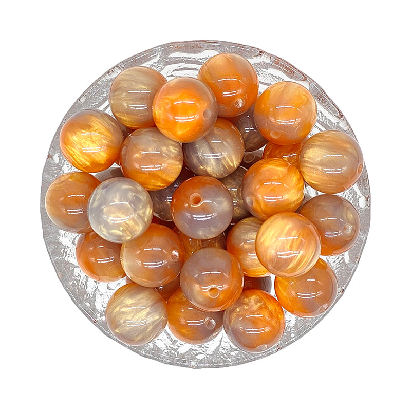 16mm Round Gold Pearlescent Acrylic Beads