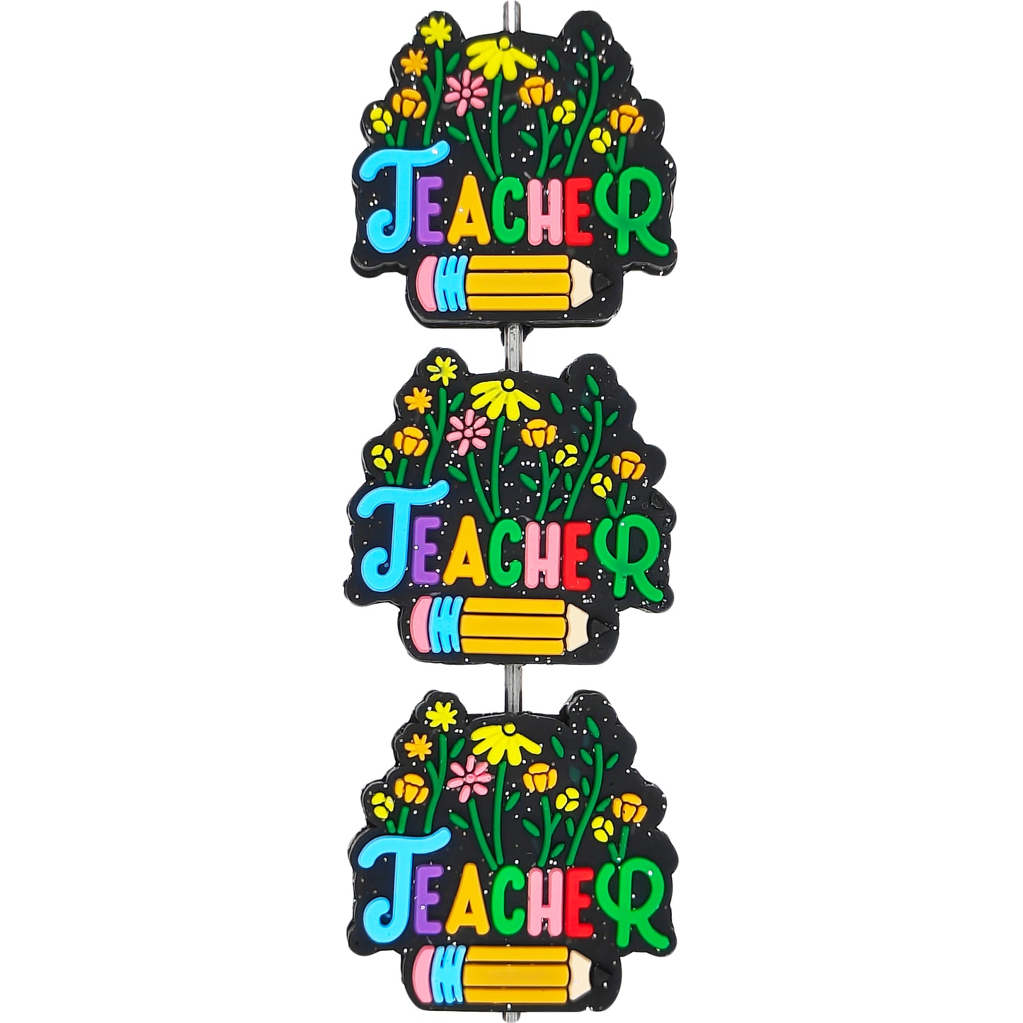 Teacher Floral Glitter Focal