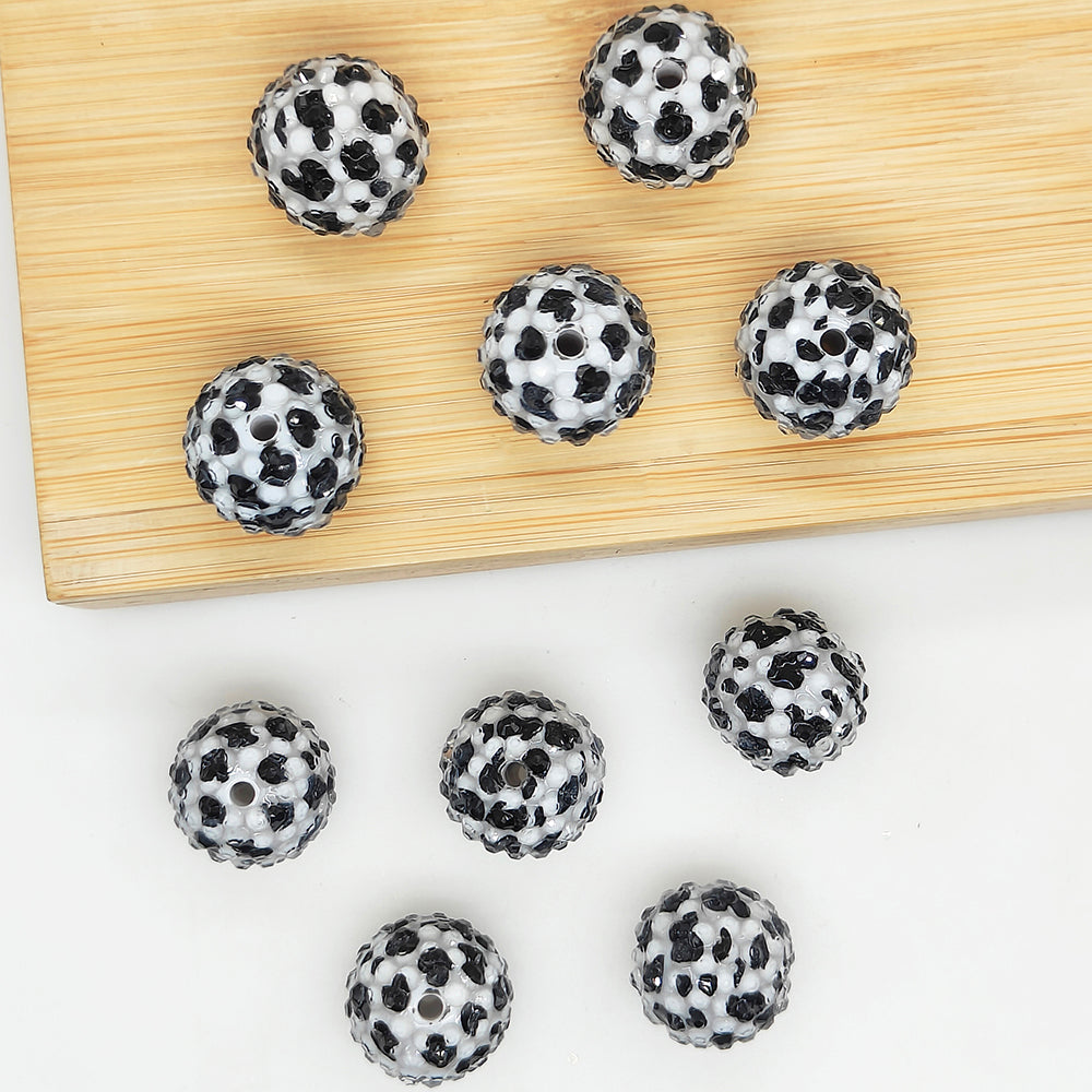20mm Cow Rhinestone Bubblegum Acrylic Beads