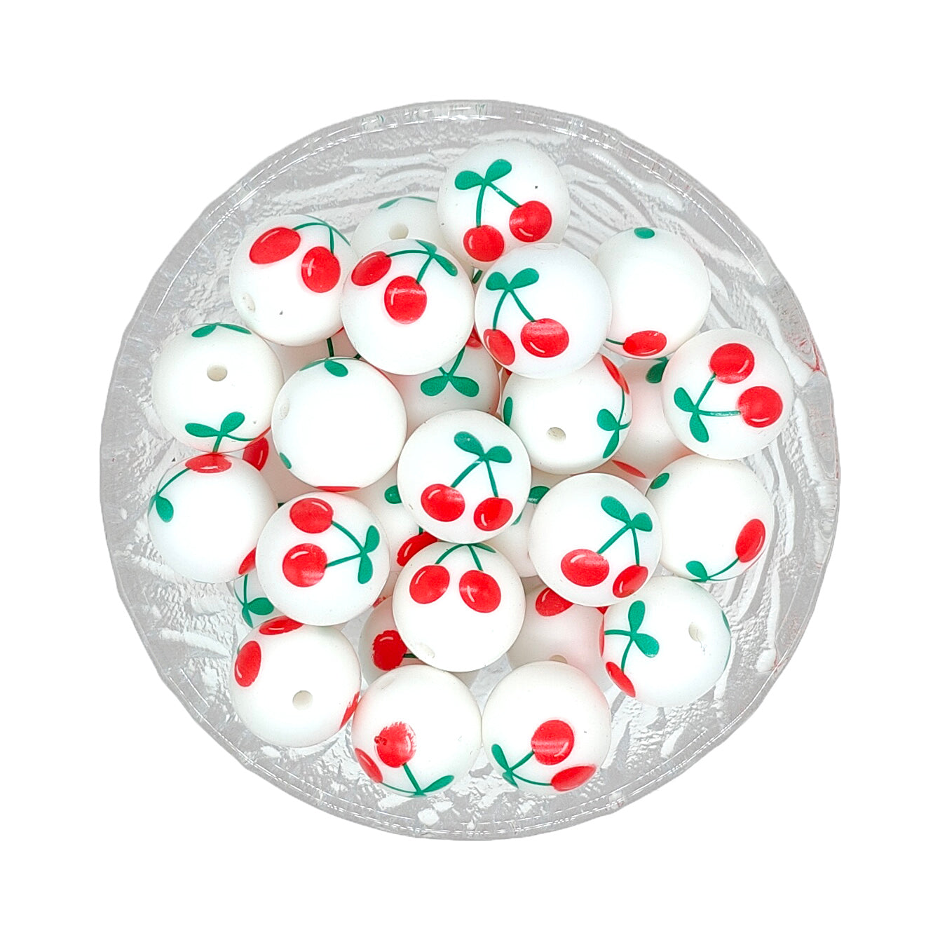 15mm New Round Print Silicone Beads