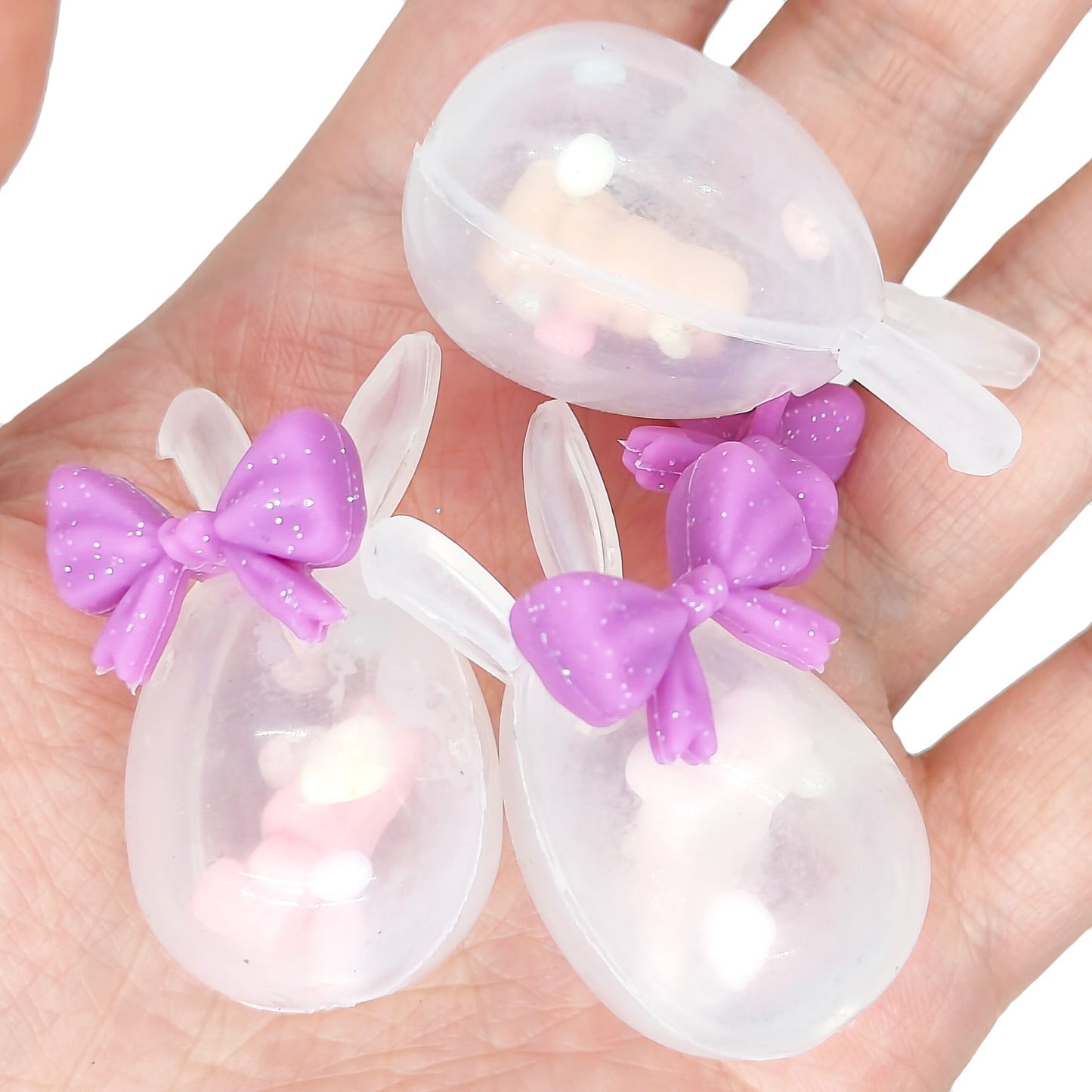 Silicone Focal Easter Bunny Bow Shaker Beads With Beads Inside