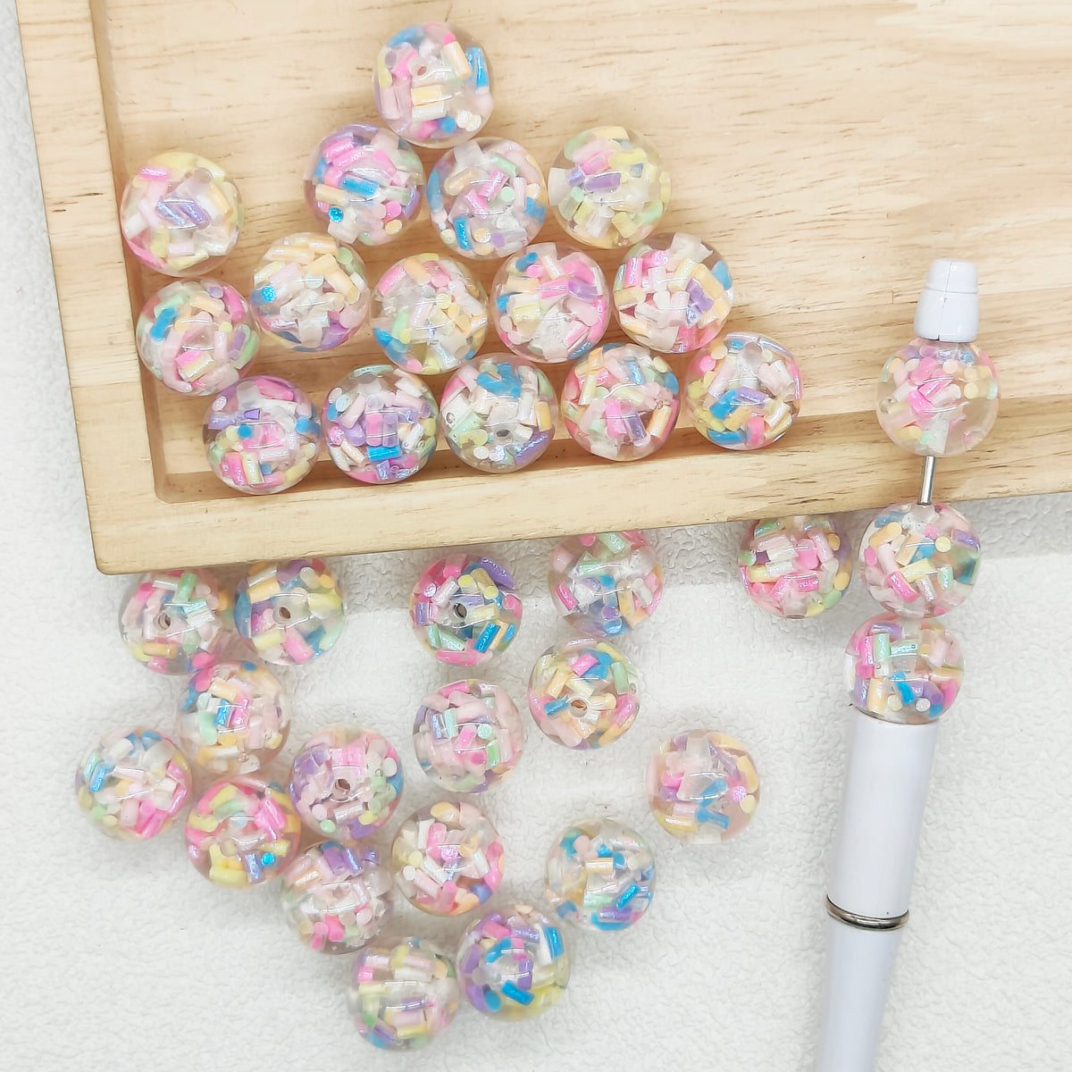 16mm Candy Confetti Gumball Beads,Sprinkle Resin Acrylic Beads