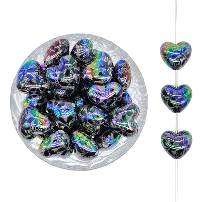 Iridescent Heart Focal Acrylic Beads