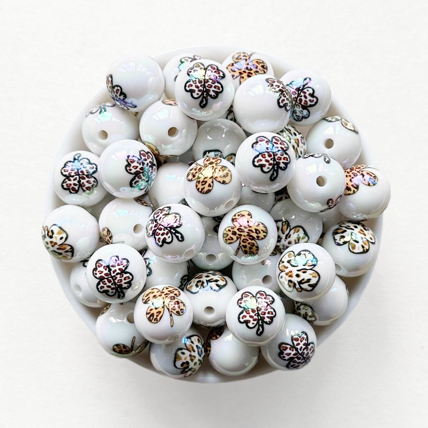 16mm Leopard Four Leaf Clover Acrylic Beads,Gumball Beads