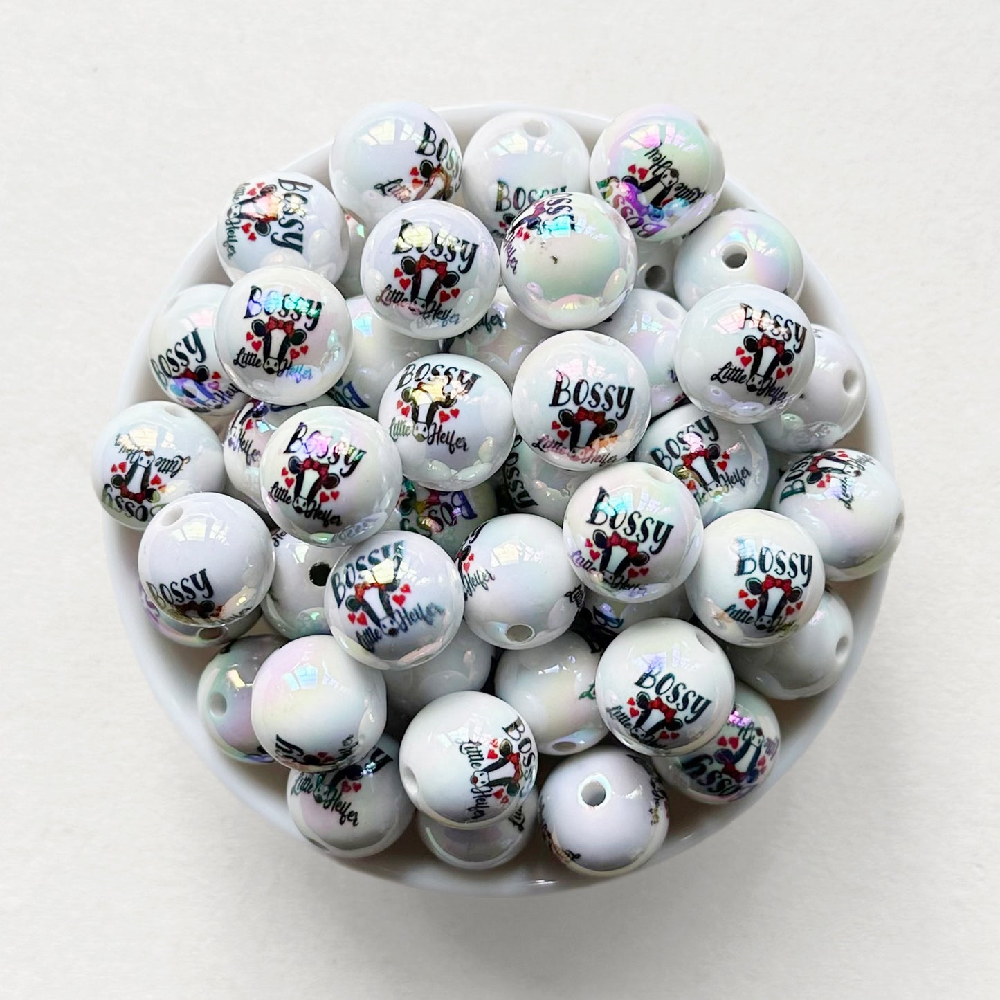 16mm Cow Print Gumball Acrylic Beads