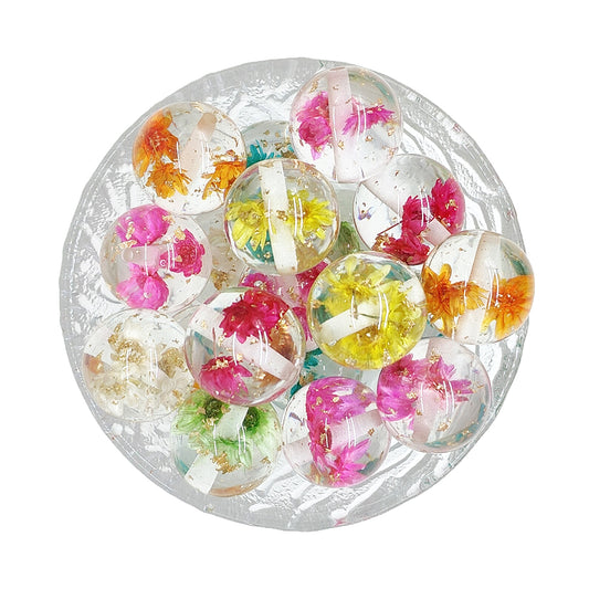 16/20mm Dried Floating Flower Resin Chunky Bubblegum Beads-Mix Color