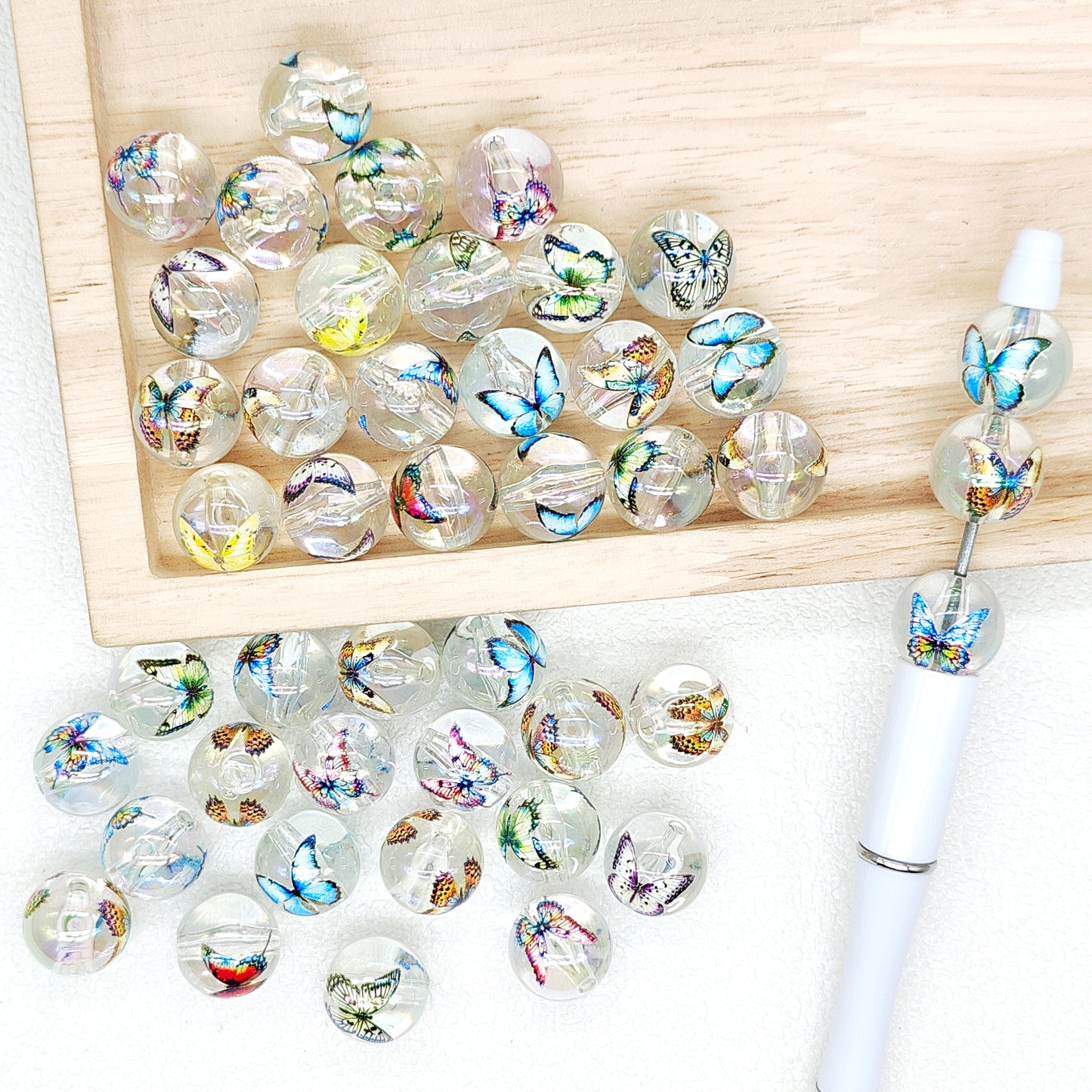 16mm UV Colorful Butterfly Transparency Acrylic Gumball Beads