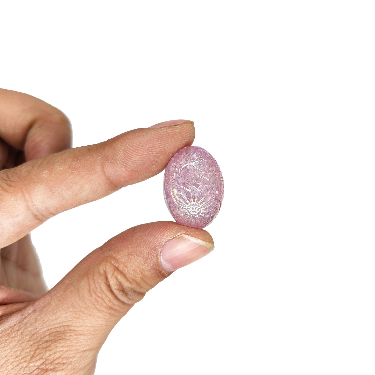 Opal Carved Daisy Oval Acrylic Beads-Mixed Color