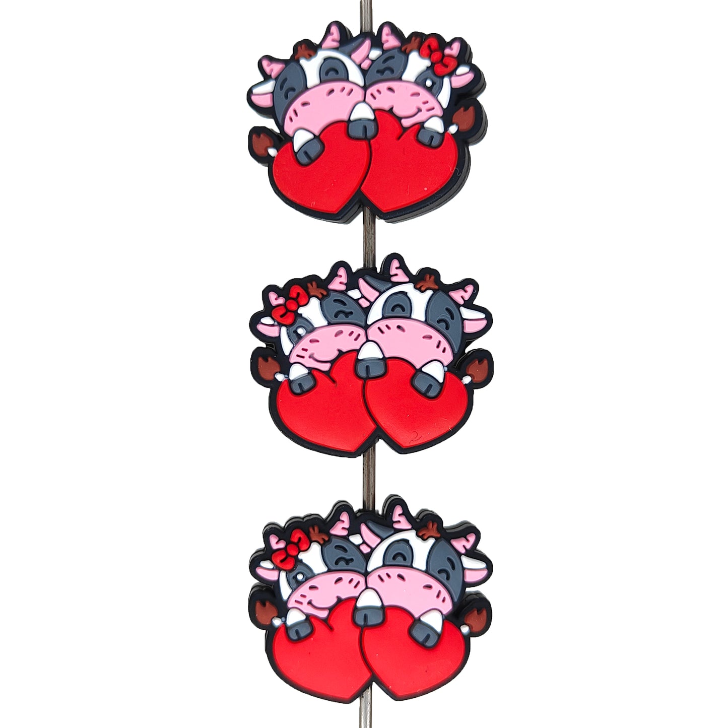 Cow Holding Heart Valentines Day Focal Beads