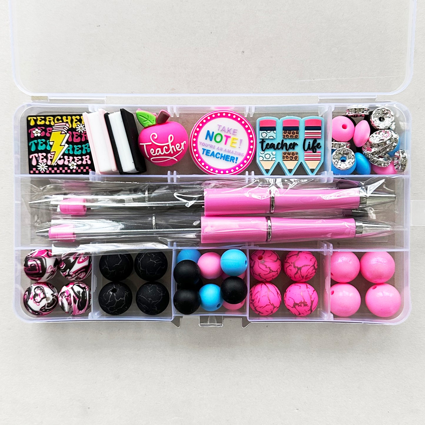 56Pcs Assorted Loose Bead Pen Kit,Teacher Bead,Focal Beads