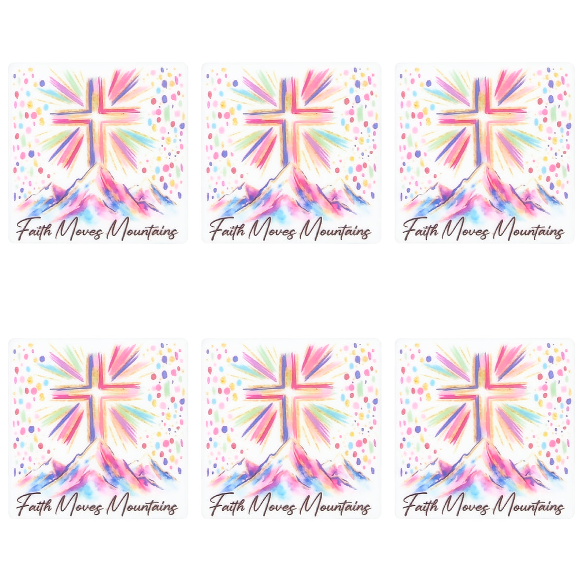 Faith Moves Mountains Cross Square Print Focal