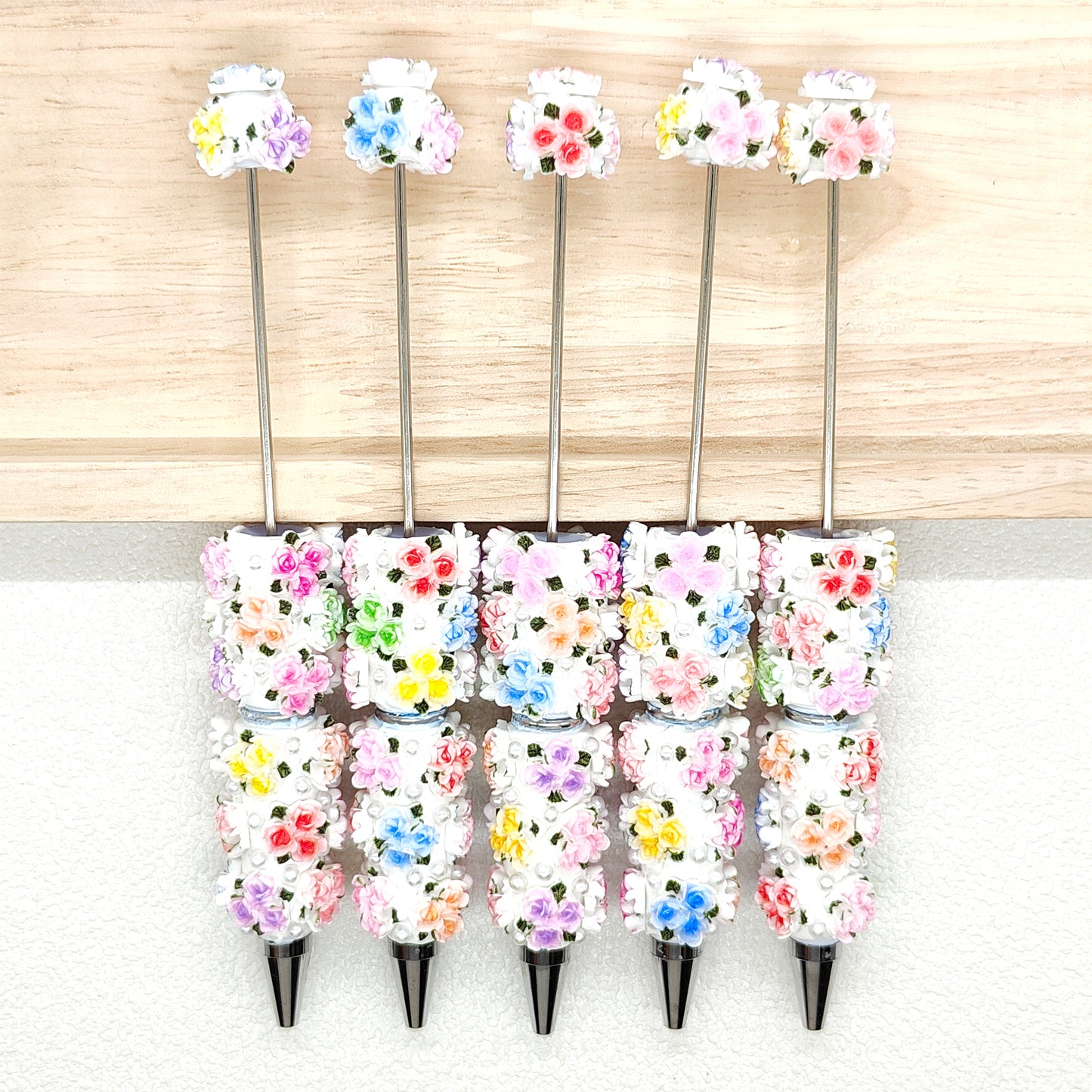 Fancy Colored Flower Beadable Pen Bar Blank,DIY Polymer Clay Pen