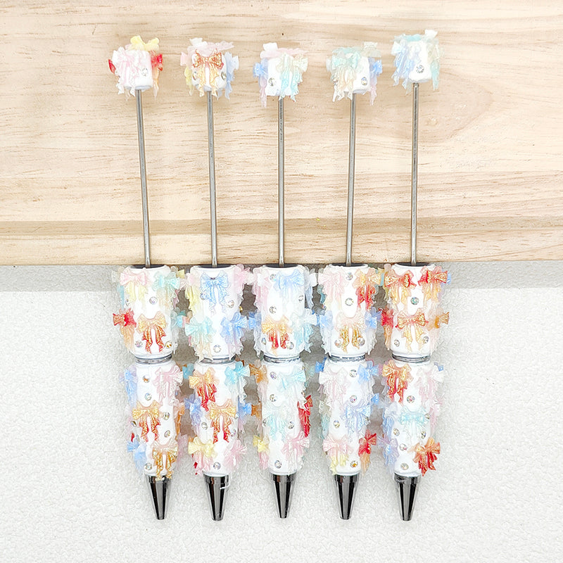 Fancy Rhinestones Ribbon Bow Pen Beadable Jewelry Gift