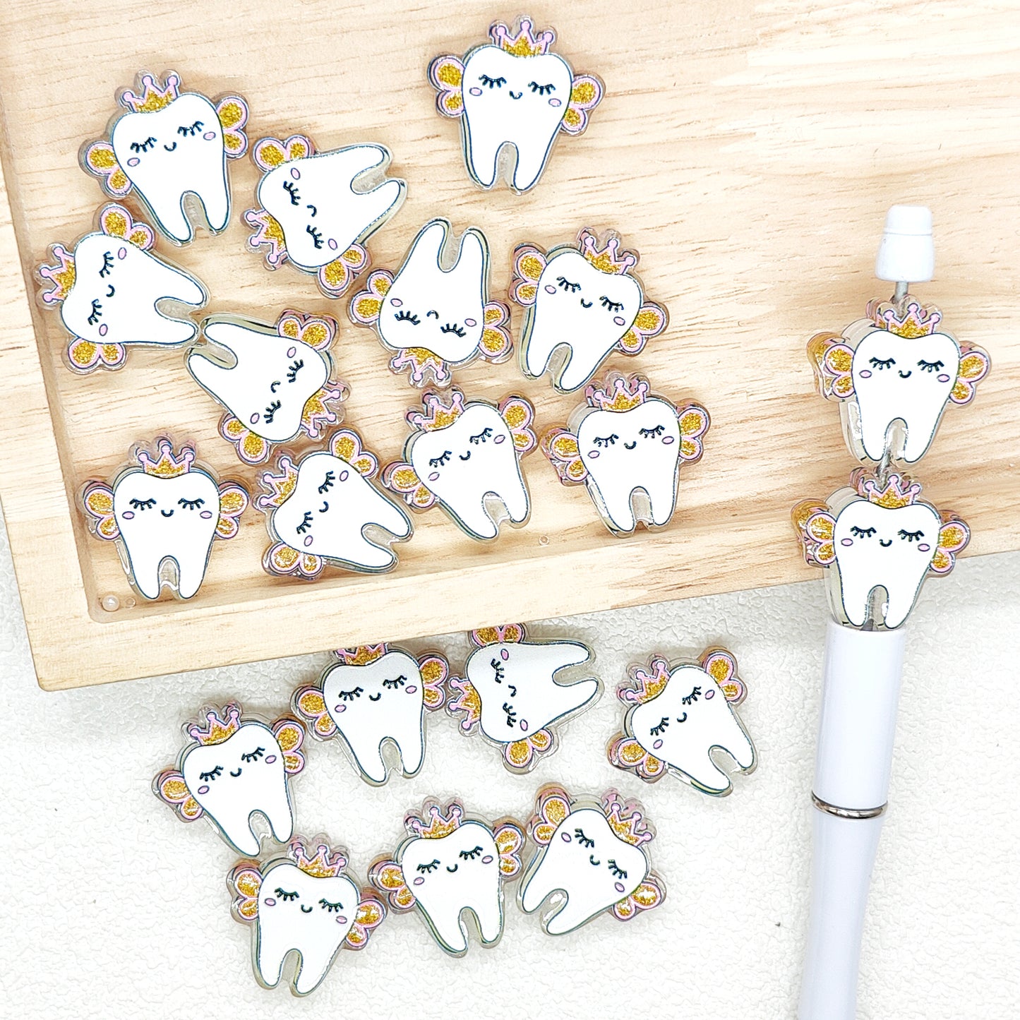 Flat Crown Tooth Acrylic Beads