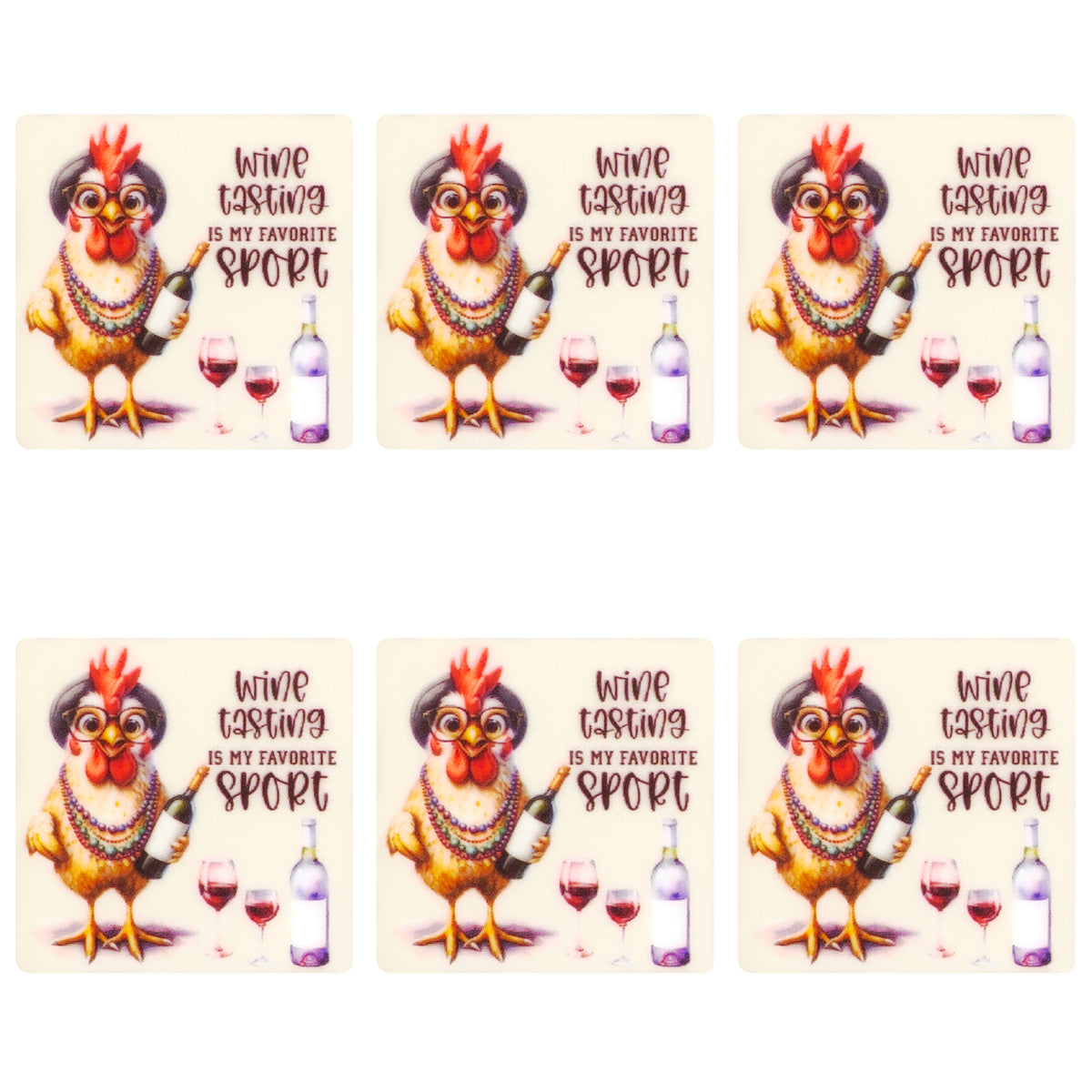 Funny Chicken Wine Square Print Focal