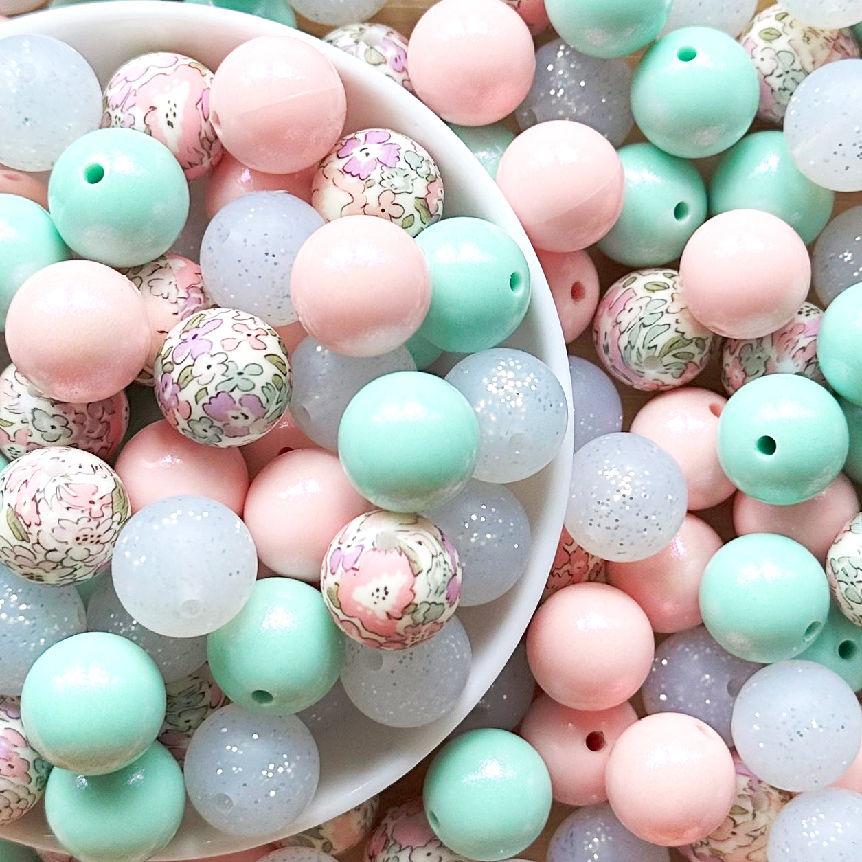 15mm Assorted Lot Loose Beads Floral Silicone Beads