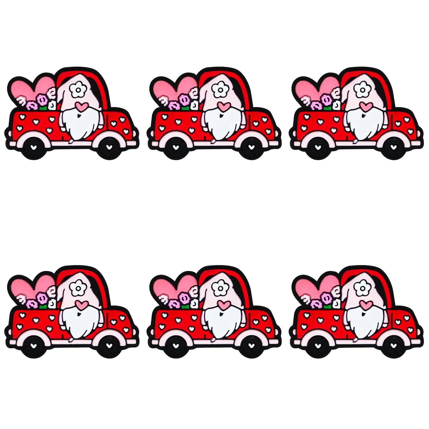 Gnome In Red Truck With Floral Valentine Focal
