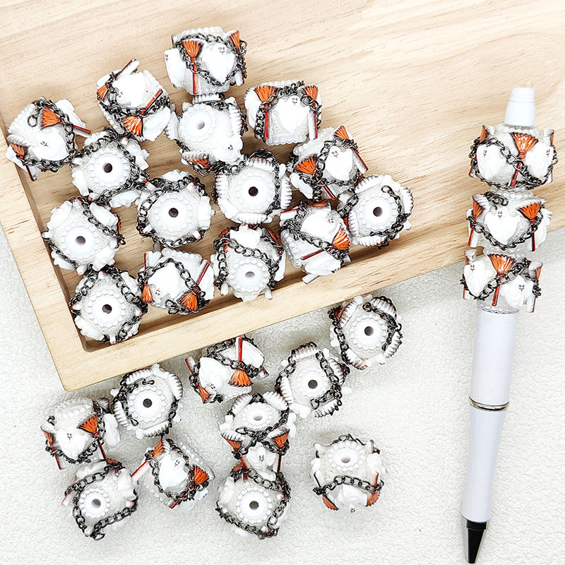 Halloween Ghost Broom Acrylic Beads,Spooky Beads