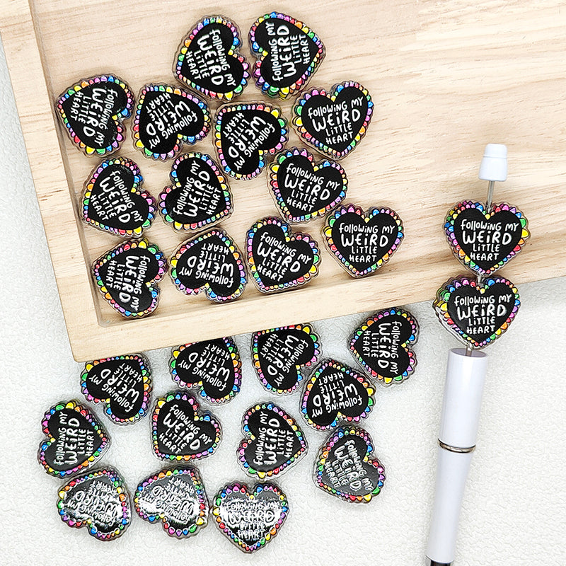 Heart Quote Acrylic Beads,Charm Focal Beads