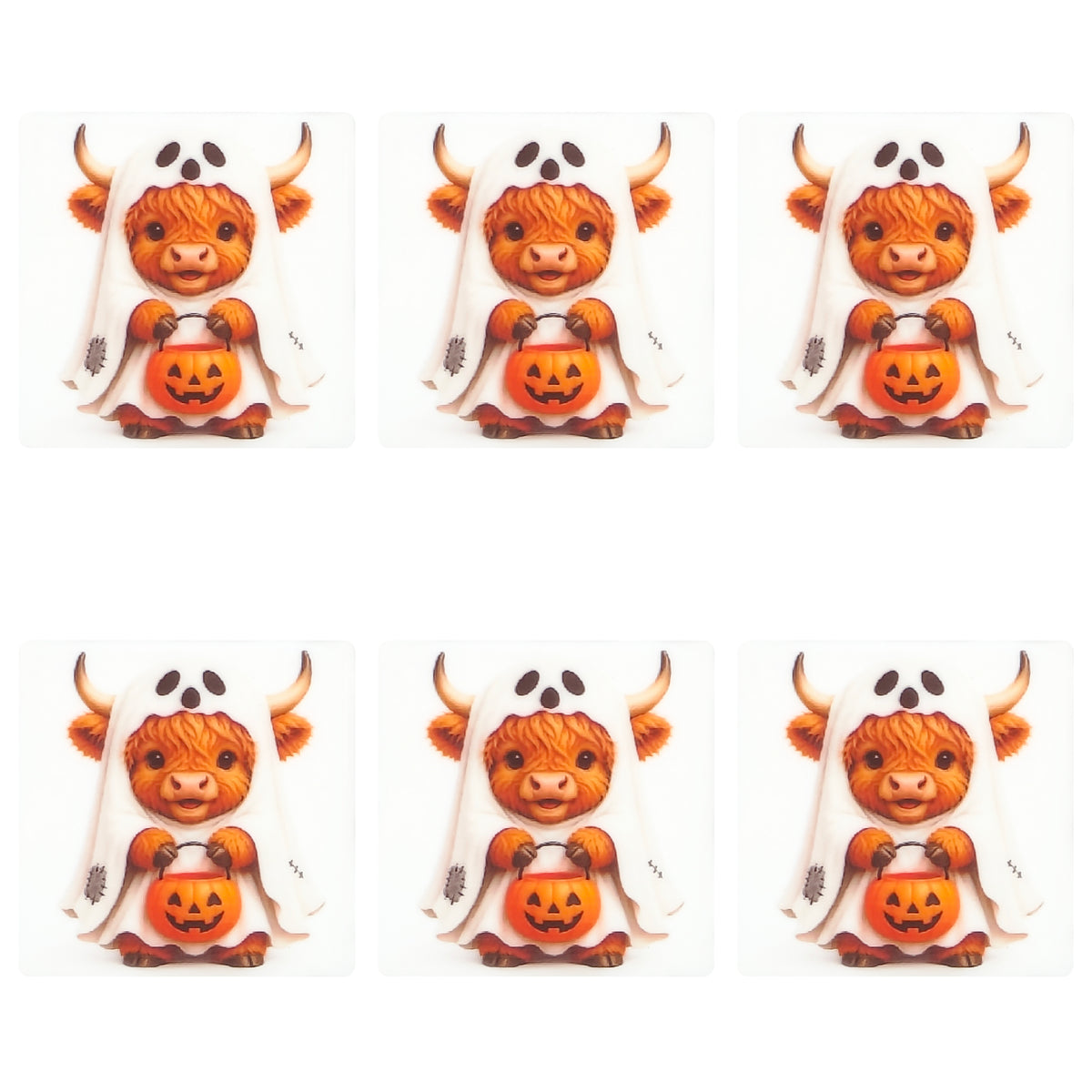 Highland Cow Ghost Square Print Focal