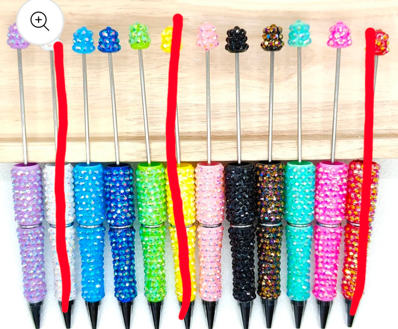 90Pcs Rhinestone Pen Assorted,Beadable Blank-Add your own Beads