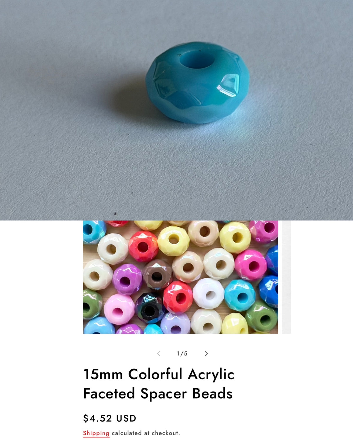 15mm Colorful Acrylic Faceted Spacer Beads