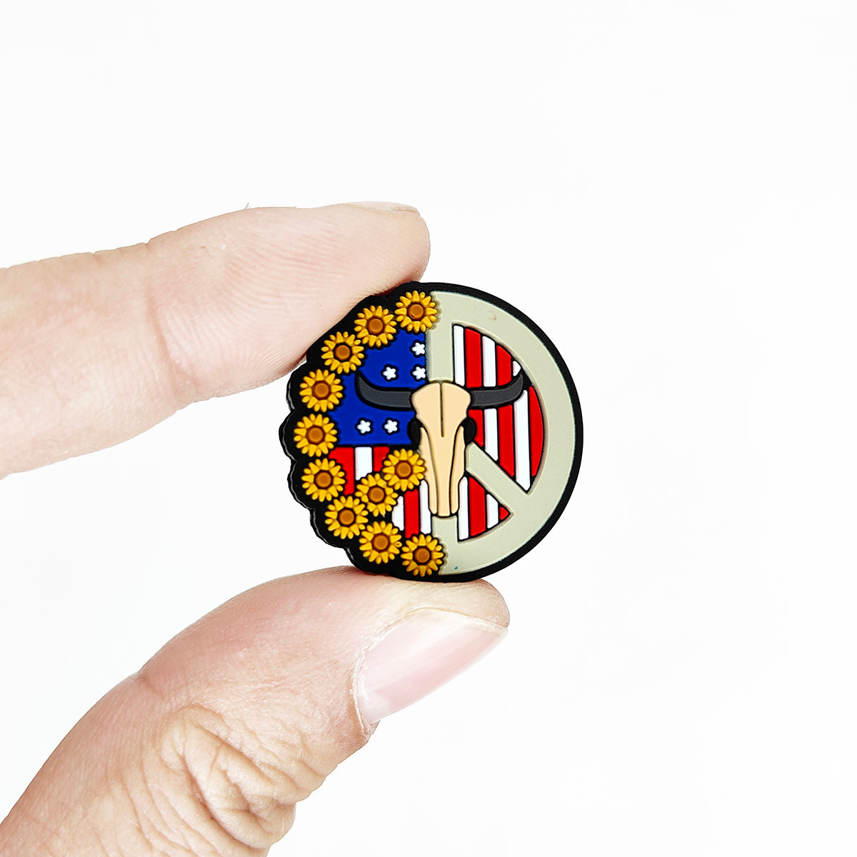 Patriotic Western Flower Cow Focal