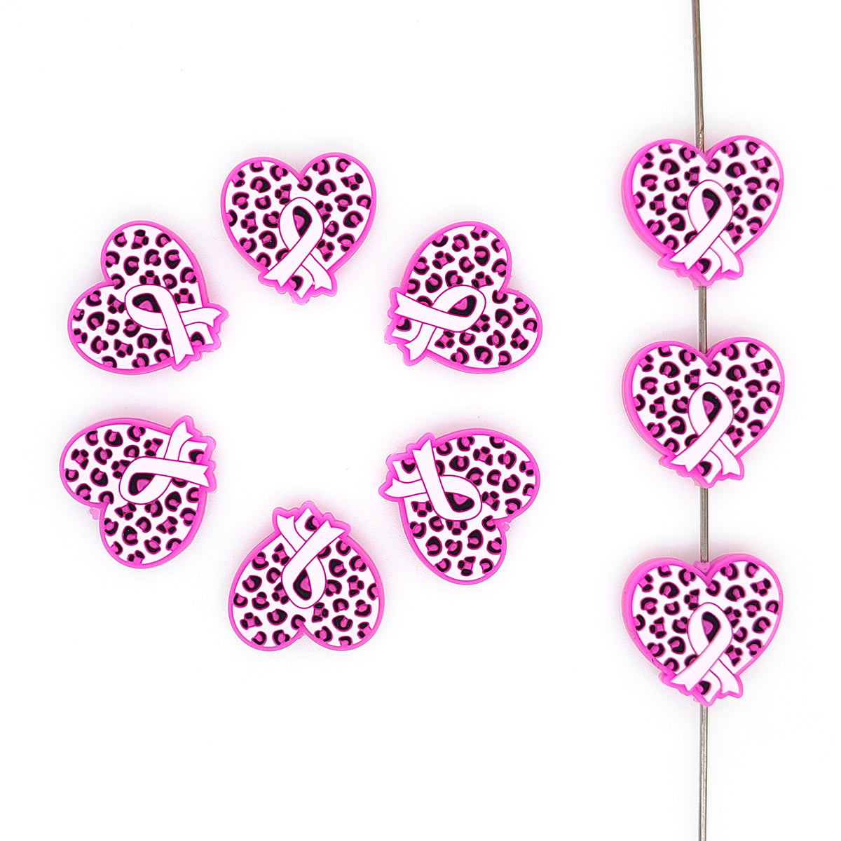 Leopard Heart Pink Ribbon Focal