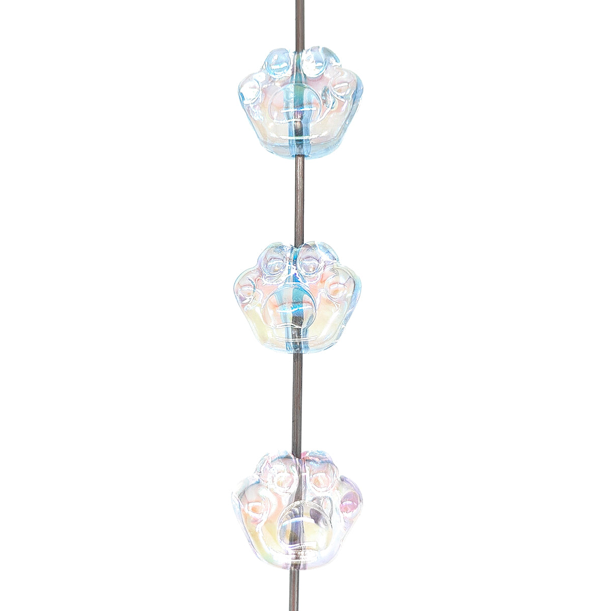 Clear Dog Paw Acrylic Beads Mix