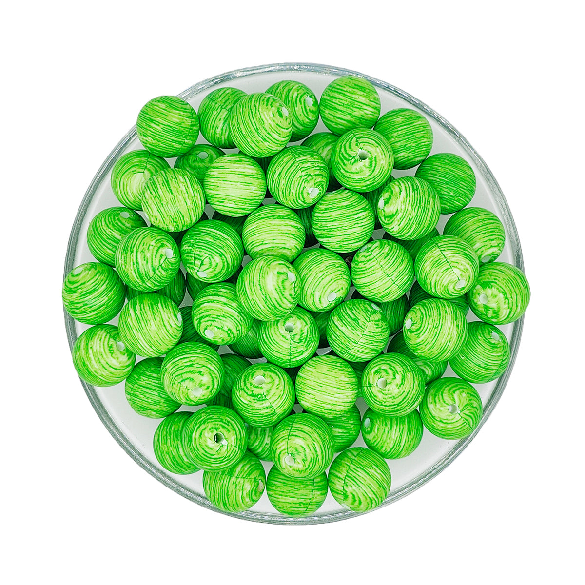 15mm Grassland Print Round Silicone Beads