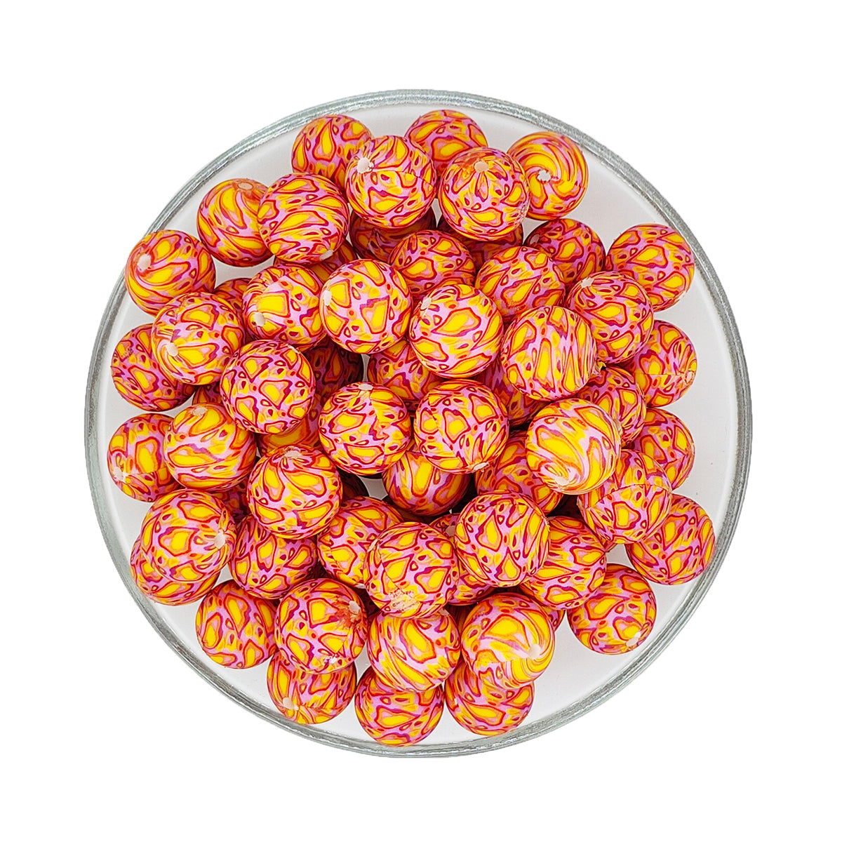 15mm Volcano Print Round Silicone Beads