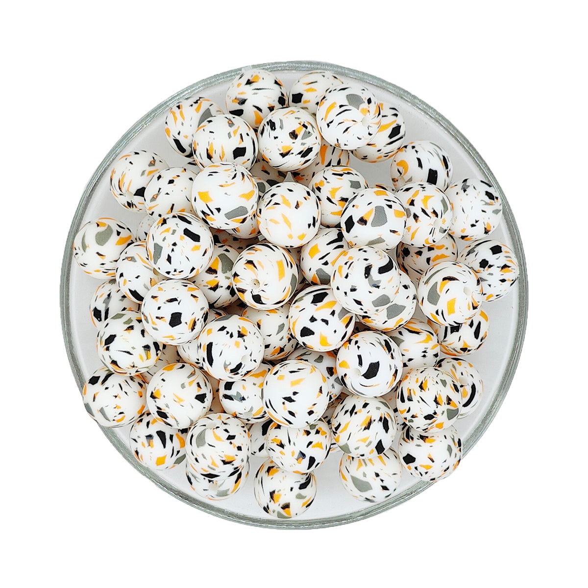15mm Halloween Terrazzo Print Round Silicone Beads