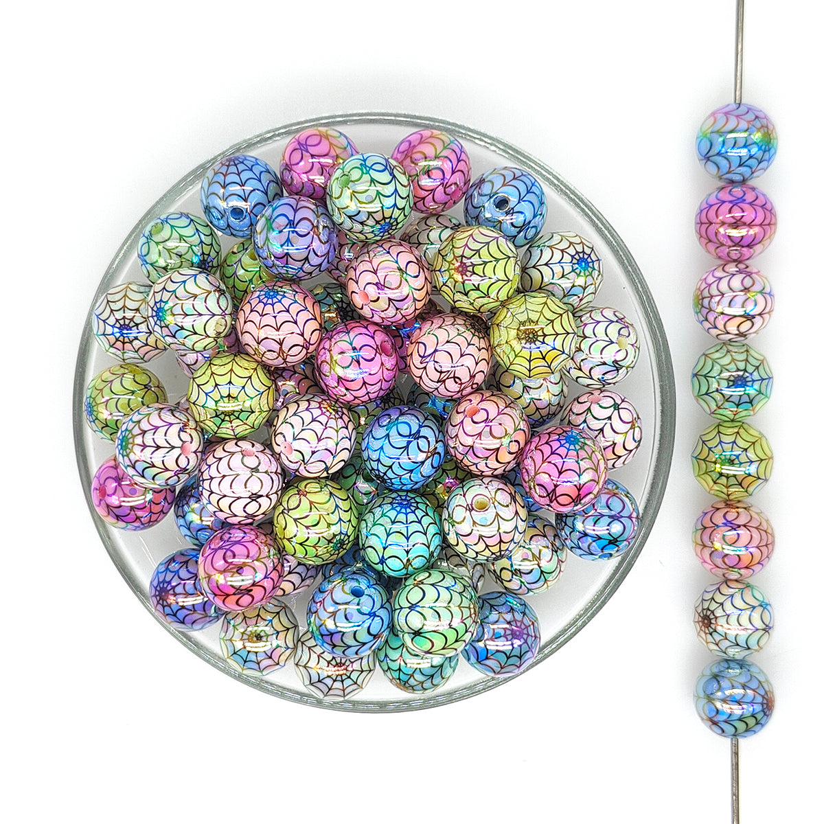 16mm Spider Web Gumball Acrylic Beads