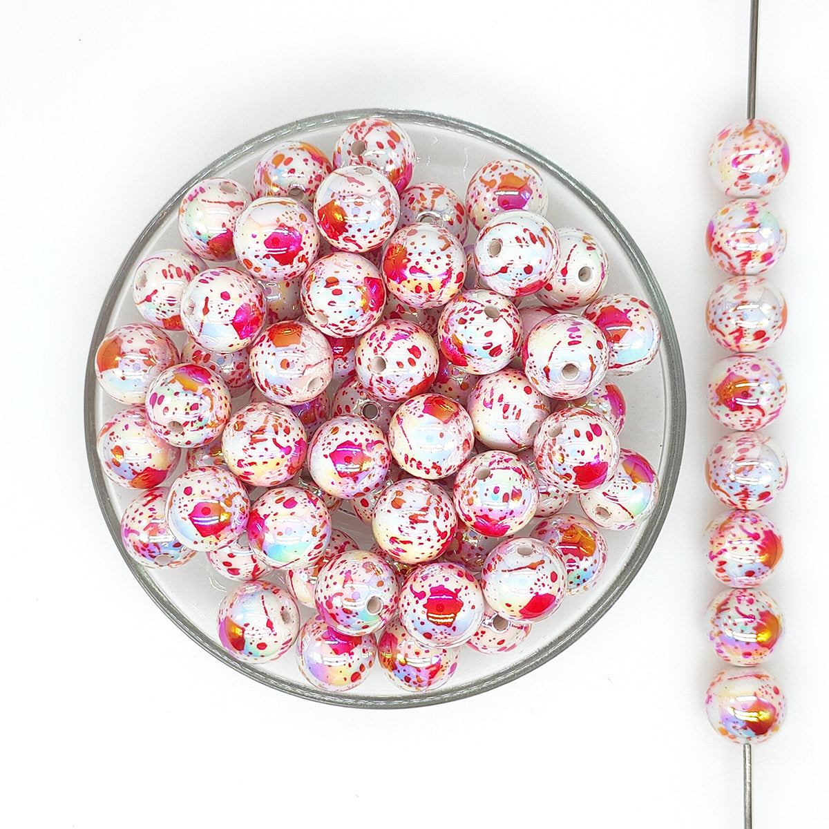 16mm UV Blood Splatter Gumball Acrylic Beads