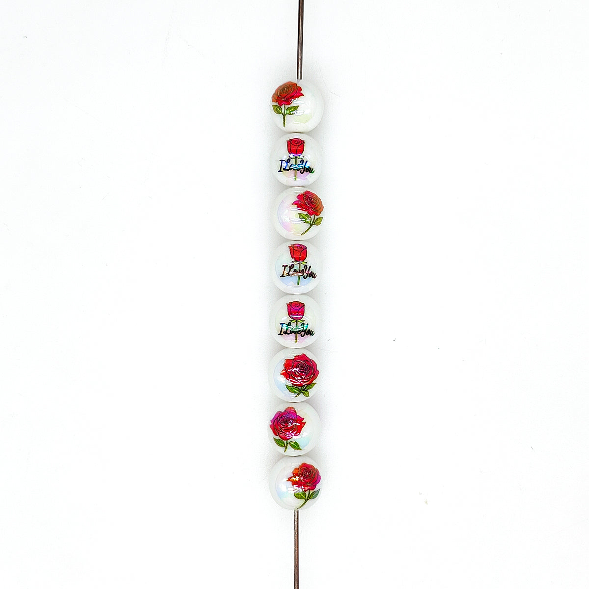 16mm Rose Flower Print Assorted Acrylic Gumball Beads