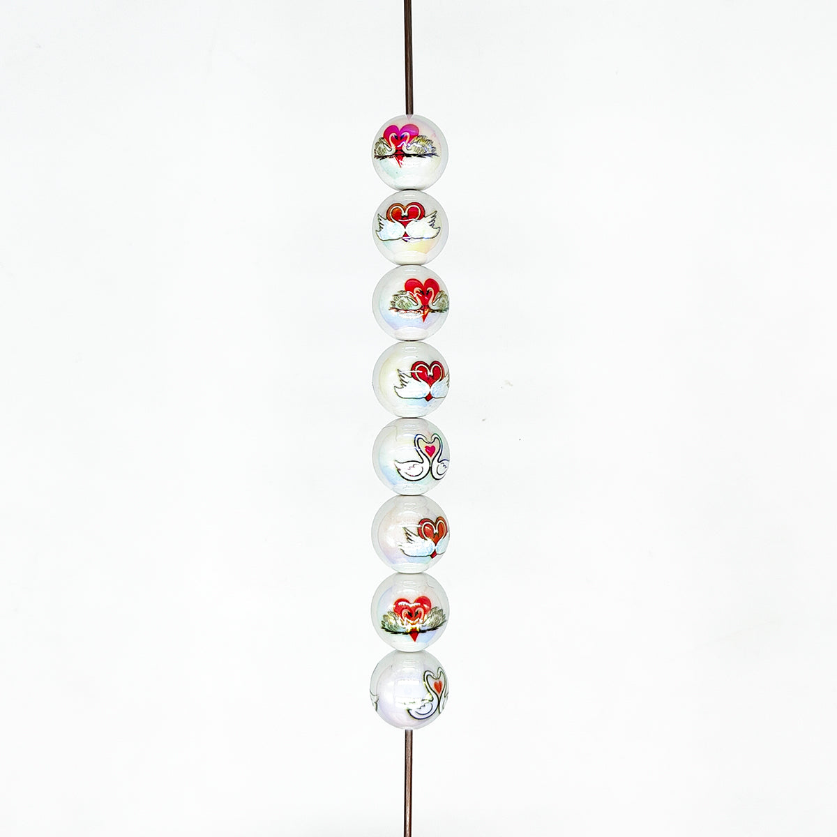 16mm Swan Love Print Assorted Acrylic Gumball Beads