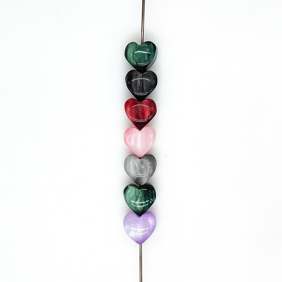 Pearlescent Heart Acrylic Beads,Chunky Resin Beads