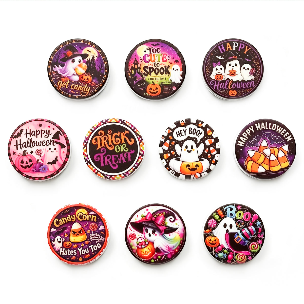 Halloween Assorted Printed Flat Round Focal