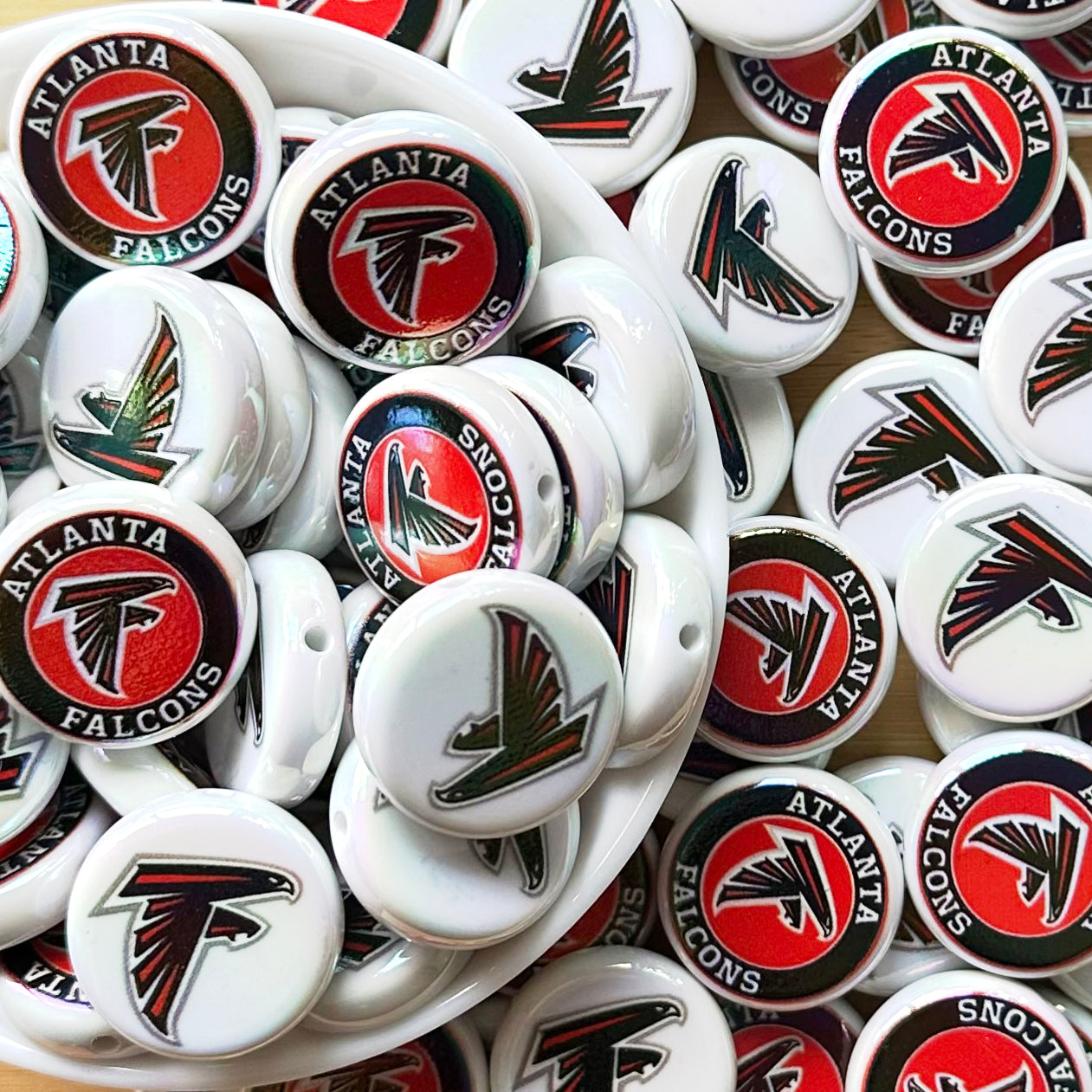 24mm UV Flat Round Football Team Acrylic Beads,Coin Beads