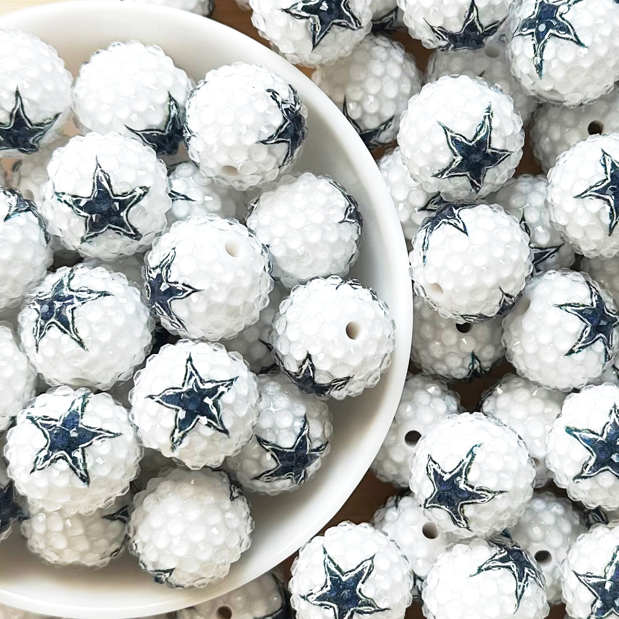 New 20mm Football Team Rhinestone Bubblegum Acrylic Beads