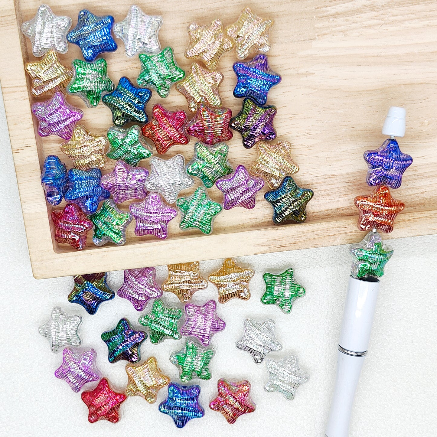 Iridescent Acrylic Star Shaped Loose Beads,DIY Jewelry Ornament